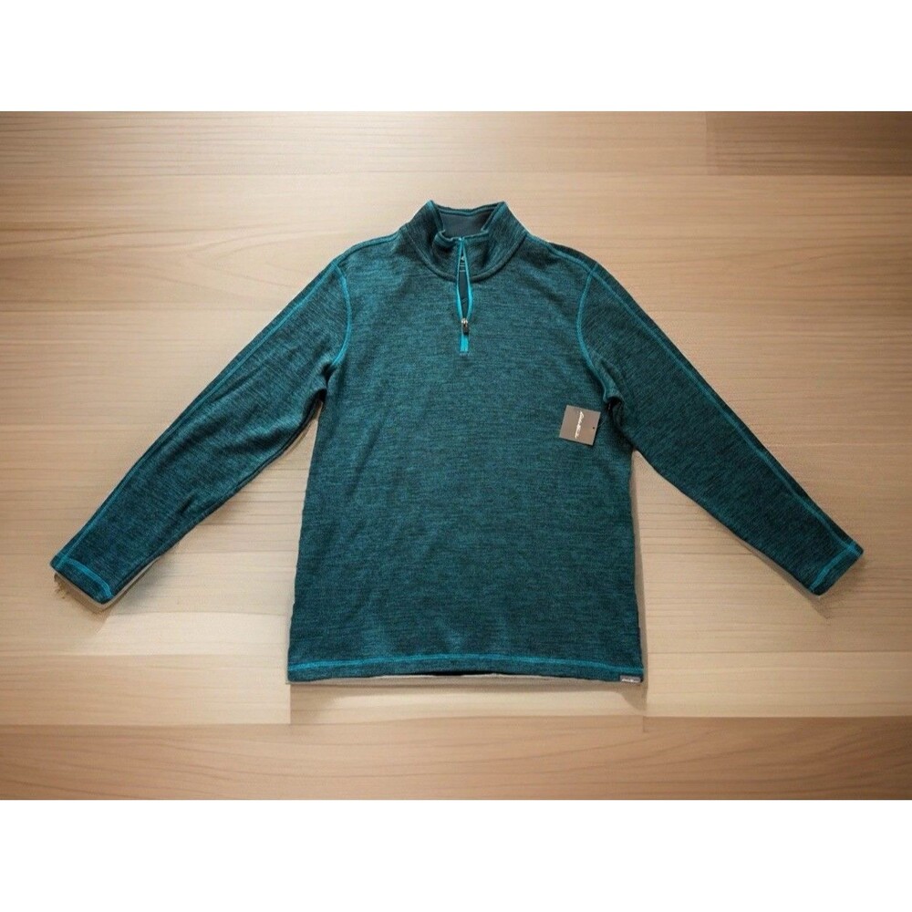 Eddie Bauer Mens Teal 1/4 Quarter Zip Size Large Fleece Pullover NWT Kachess 2.0